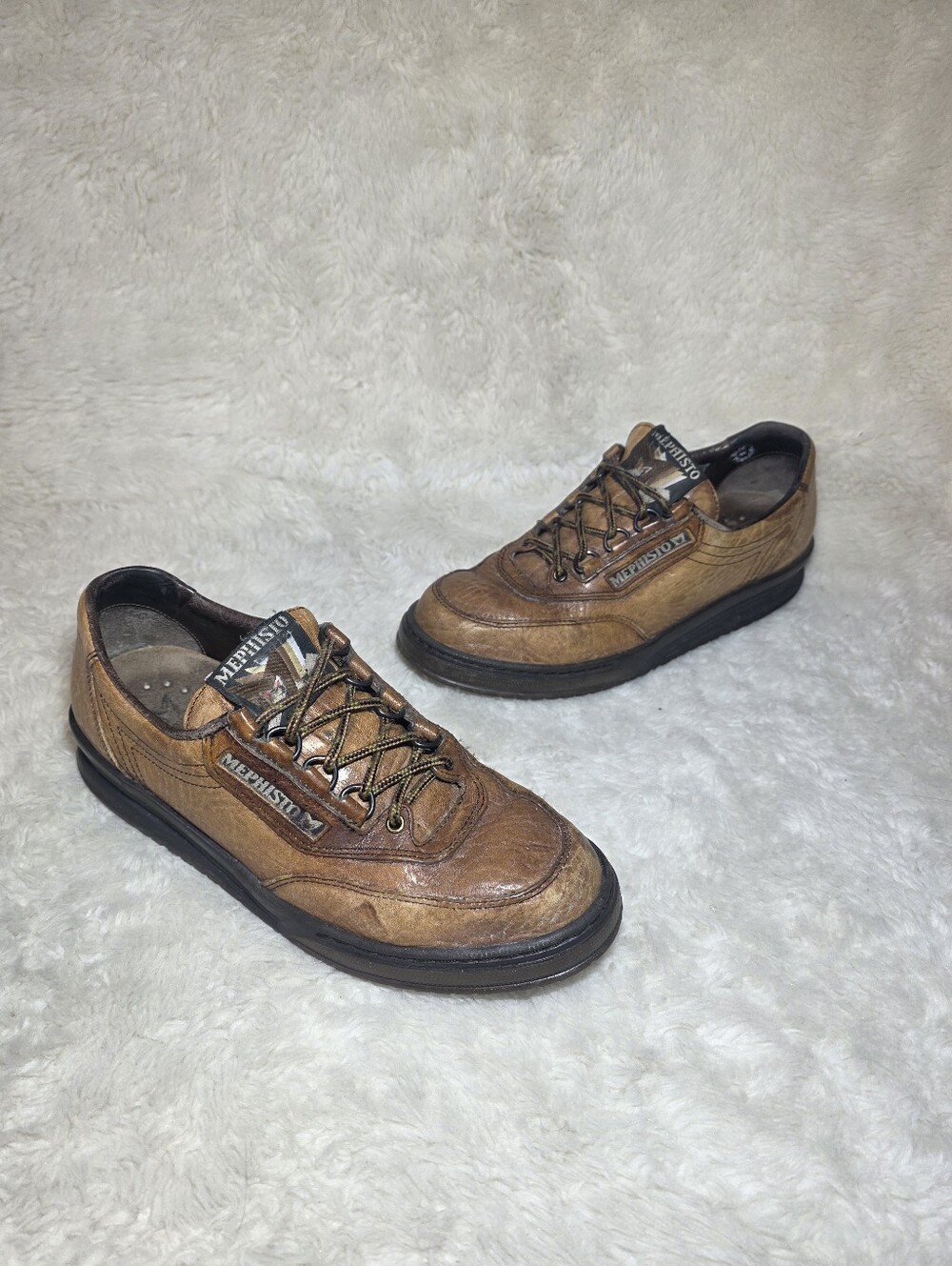 Vintage Mephisto Runoff Leather Comfort Walking Shoes Brown Mens Size 8.5 US 6 E